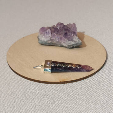 Colgante punta plana de amatista con chakras