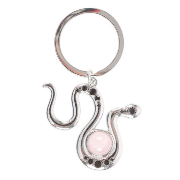Llavero serpiente y cuarzo rosa - Imagen 2